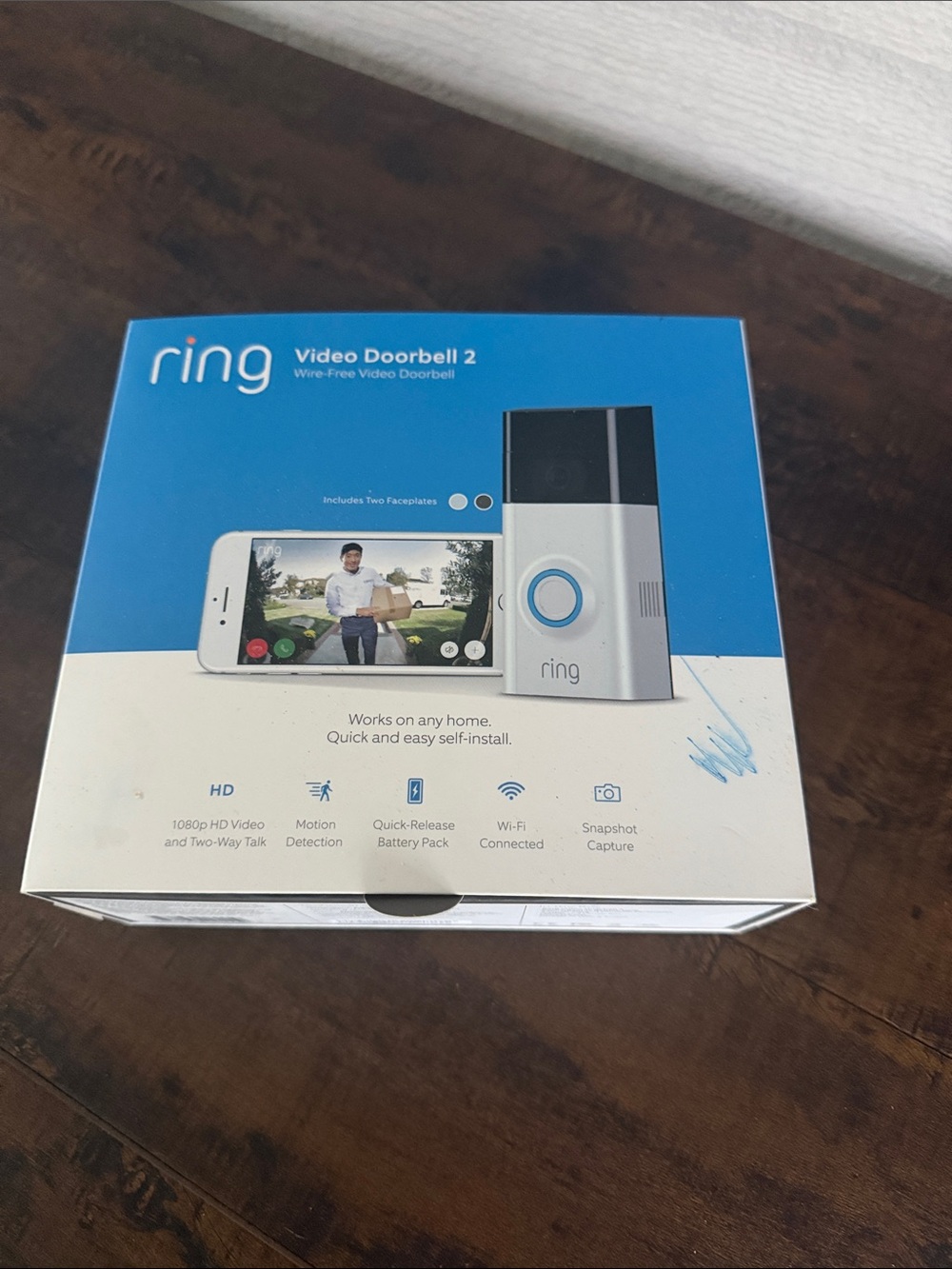 Ring Video Doorbell 2 - White and Blue Accents